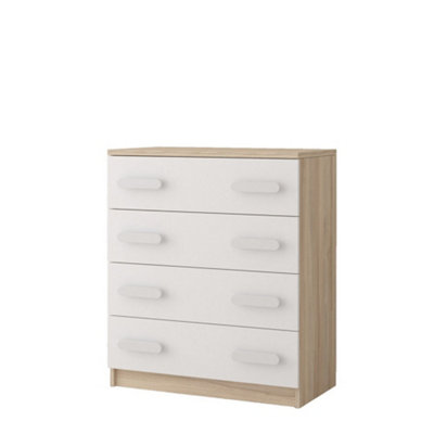 Minimalist Oak Sonoma and White Chest H930mm W800mm D400mm - White Handles for Clean Interiors