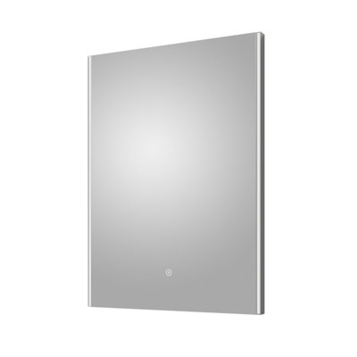 Minimalist Rectangular LED Illuminated Touch Sensor Mirror with Demister, 700mm x 500mm Chrome