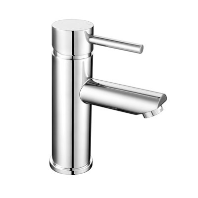 Minimalist Round Mono Basin Mixer Tap & Push Button Waste - Chrome