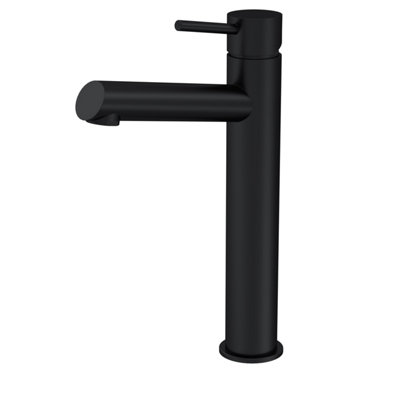 Minimalist Round Tall Mono Basin Mixer Tap - Matt Black