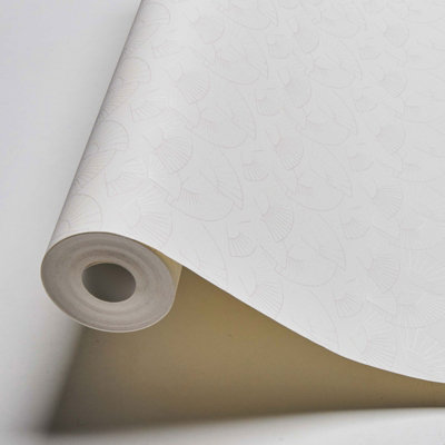 Minimalist Style Wallpaper With Scandinavian Feel, Plain Wallpaper With Light Fan Shape Pattern