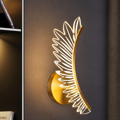 Minimalist Wall Sconces Gold Single Acrylic Lampshade LED Three-Color Light Bedside Lamp