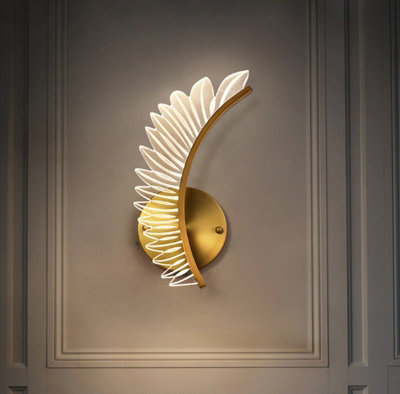 Minimalist Wall Sconces Gold Single Acrylic Lampshade LED Three-Color Light Bedside Lamp