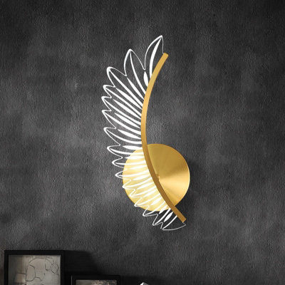 Minimalist Wall Sconces Gold Single Acrylic Lampshade LED Three-Color Light Bedside Lamp