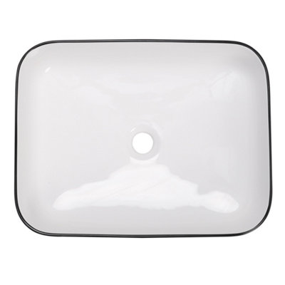 Minimalist White Rectangle Ceramic Bathroom Counter Top Basin Wash Sink W 500mm x D 400mm
