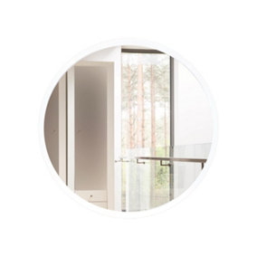 Minimalist White Round Mirror Wall Decor Vanity Mirror for Living Room Bedroom 52cm(20")