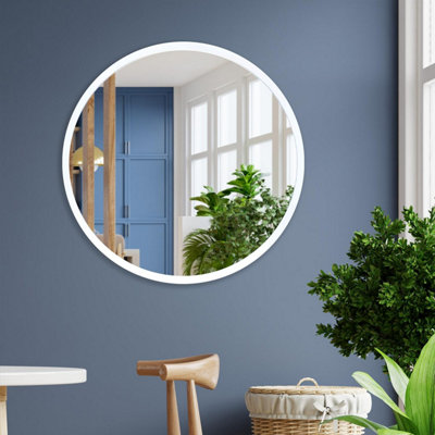 Minimalist White Round Mirror Wall Decor Vanity Mirror for Living Room Bedroom 52cm(20")