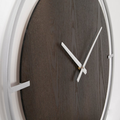 Minimalist Wood & Silver Wall Clock - 3