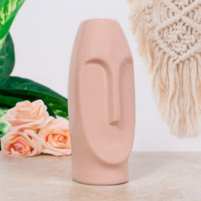 Minimalistic Ceramic Face Vase - 23cm - Nude