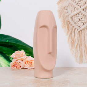 Minimalistic Ceramic Face Vase - 30cm - Nude