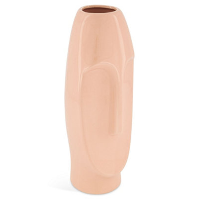 Minimalistic Ceramic Face Vase - 30cm - Nude