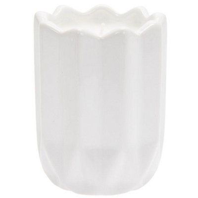 Minimalistic Geometric Ceramic Pot Candle - White