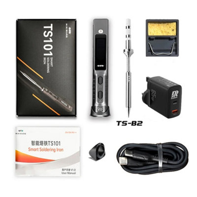 MINIWARE TS101 Soldering Iron (B2) Black + 65W Charger + Mini Stand