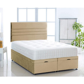 Mink  Plush Foot Lift Ottoman Bed With Memory Spring Mattress And  Horizontal Headboard 6.0 FT Super King