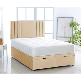 Mink  Plush Foot Lift Ottoman Bed With Memory Spring Mattress And Vertical Headboard 3FT Single