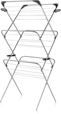 Minky 3 Tier Indoor Airer with Flip Outs - Silver & Black | DIY at B&Q