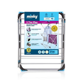 Minky 3 Tier Indoor Clothes Airer Silver (141cm x 59cm x 55cm)