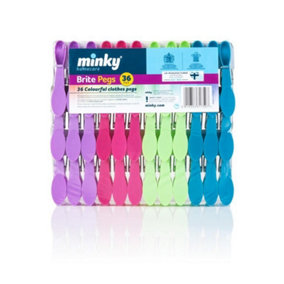 Minky Brite Pegs (Pack of 36) Purple/Pink/Green/Blue (One Size)