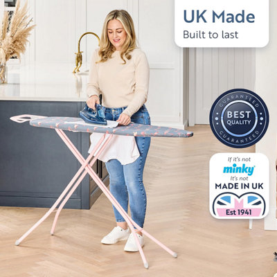Minky Flamingo Pink Ironing Board - 122 x 38cm, Ironing Board Cover Included, UK Made
