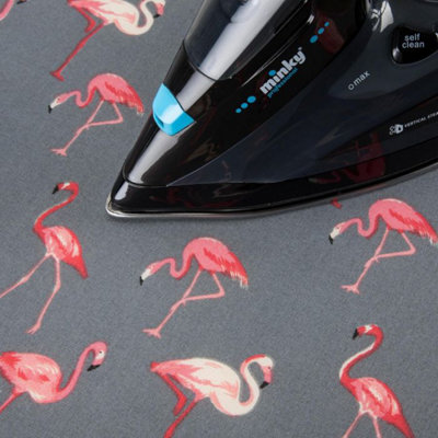 Minky Flamingo Pink Ironing Board - 122 x 38cm, Ironing Board Cover Included, UK Made