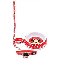 Minnie Mouse Dog Collar Set Red/White/Black (S)