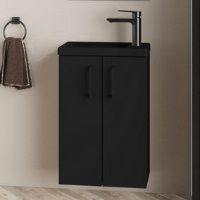 Mino 400mm Matt Black Wall Hung Cloakroom Vanity