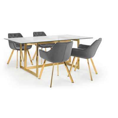 Minori Dining Table & 4 Lorenzo Grey Dining Chairs