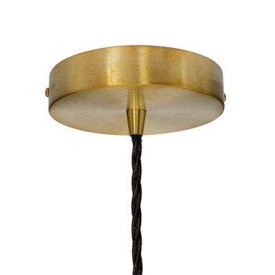Mint Green Chancery Painted Dome Pendant Light with Polished Brass Lamp Holder and Black Twisted Cable - SE Home