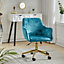 Mint Green Ice Velvet Upholstered Swivel Office Chair Desk Chair With Armrest