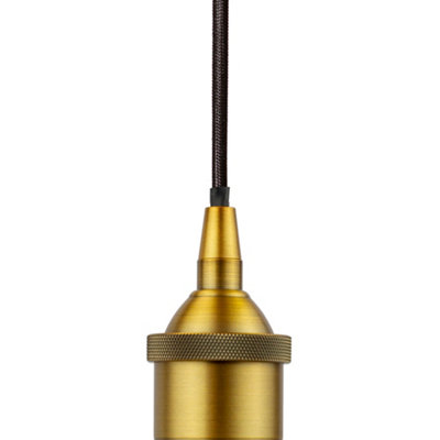 Mint Green St Edmund's Painted Dome Pendant Light with Antique Gold Lamp Holder and Black Round Cable - SE Home