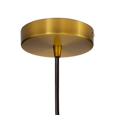 Mint Green St Edmund's Painted Dome Pendant Light with Antique Gold Lamp Holder and Black Round Cable - SE Home