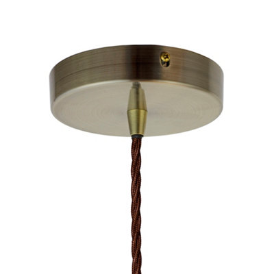 Mint Green Worcester Painted Dome Pendant Light with Antique Brass Lamp Holder and Black Twisted Cable - SE Home