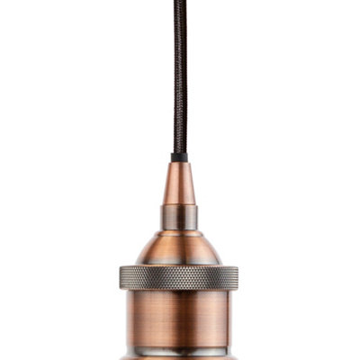Mint Green Worcester Painted Dome Pendant Light with Antique Copper Lamp Holder and Black Round Cable - SE Home