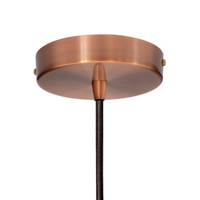 Mint Green Worcester Painted Dome Pendant Light with Antique Copper Lamp Holder and Black Round Cable - SE Home