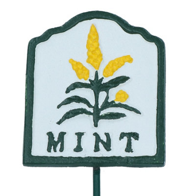Mint Herb Sign Marker Label Cast Iron Plant Plaque Garden Yard Allotment