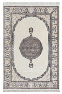 Minyatur Premium Quality V0205A White/Cream Abstract Modern Turkish Area Rug - 120 x 180 cm