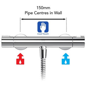 Mira Eco Thermostatic Bar Mixer Shower Valve Only Cool Touch 150mm Pipe Centres