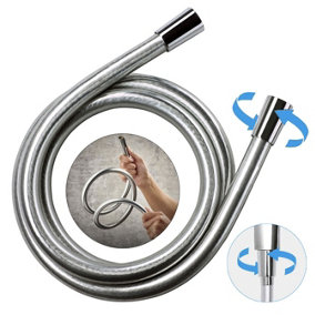 Mira Rada Silver Smooth Shower Hose 1.25m Chrome Anti Twist Free Rotate +Washers