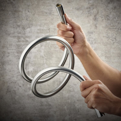 Mira Rada Silver Smooth Shower Hose 1.25m Chrome Anti Twist Free Rotate ...