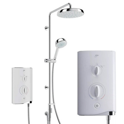 Mira Sport Dual Electric Shower 9.8kW Twin Rainshower 250mm Head White Chrome