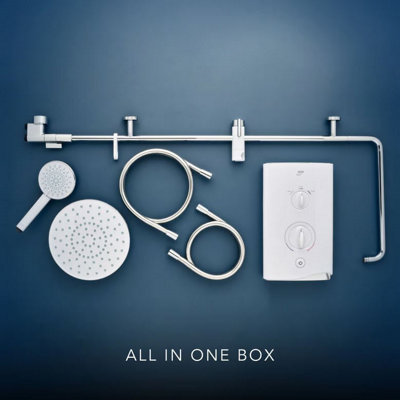 Mira Sport Dual Electric Shower 9.8kW Twin Rainshower 250mm Head White Chrome