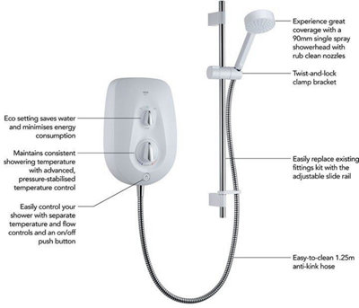 Mira Vie White & Chrome 9.5kW Electric Shower 1.1788.005
