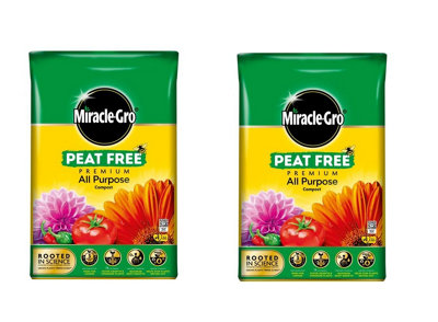 Miracle-Gro All Purpose Peat Free Compost 40L Pack of 2