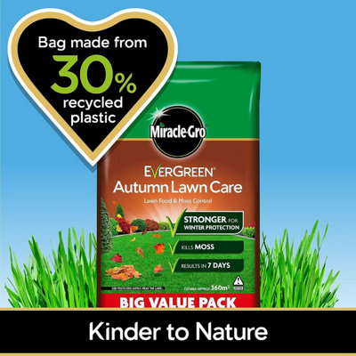 Miracle Gro Autumn Lawn Care Fertiliser Moss Killer and Lawn Feed 360m2 - 6