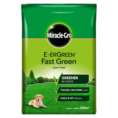 Miracle-Gro Ever Green Fast Thicker Green Grass Lawn Food 7kg - 200m2