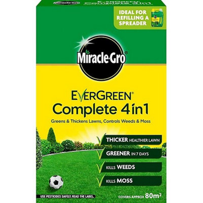 Miracle-Gro Evergreen Complete 4-in-1 Lawn Feed 80m² Weed & Moss Killer