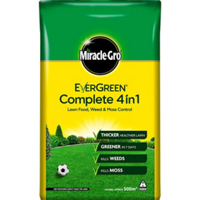 Miracle-Gro Evergreen Complete 4 in 1 Lawn Food - 500 m2, 17.5 kg, Lawn Food, Weed & Moss Control