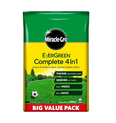 MiracleGro Evergreen Complete Lawn Feed Weed Moss Killer 4in1 360m2 12