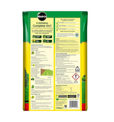 Miracle-Gro Evergreen Complete Lawn Feed Weed Moss Killer 4in1 360m2 12 ...