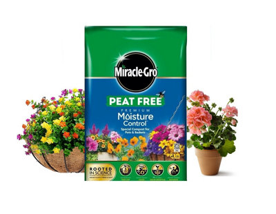 Miracle Gro Moisture Control Compost Pots & Baskets Peat Free Premium Soil  10L